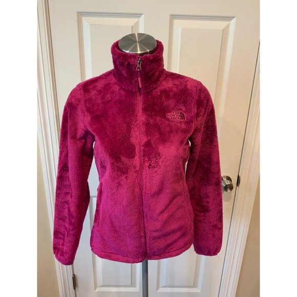 North Face Pink Fuzzy Zip-Up Jacket W/ Nylon Sides, Size XS - Picture 1 of 8